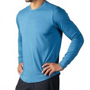 NEW LAIRD quattro cotton blend long sleeve top in horizon blue